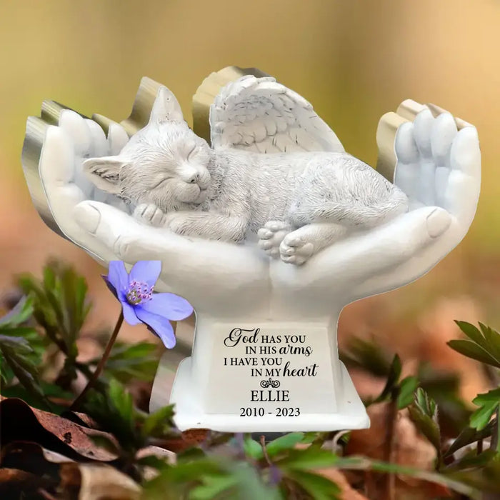 Custom Personalized Memorial Cat Acrylic Plaque - Memorial Gift Idea for Cat Owners - God Has You In His Arms I Have You In My Heart