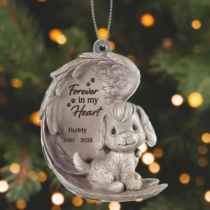 Custom Personalized Memorial Dog Acrylic Ornament - Memorial Gift Idea for Dog Owners - Forever In My Heart