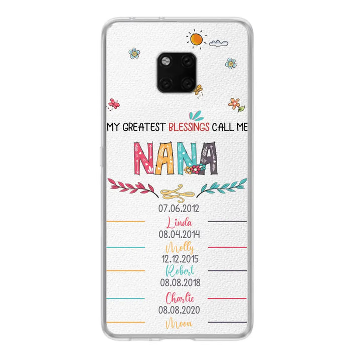 Personalized Grandma Phone Case - Gift Idea For Grandma - Upto 5 Grandkids - My Greatest Blessings Call Me Nana - Case For Oppo/Xiaomi/Huawei