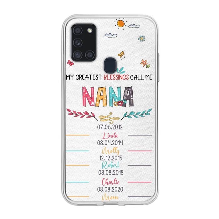 Personalized Grandma Phone Case - Gift Idea For Grandma - Upto 5 Grandkids - My Greatest Blessings Call Me Nana - Case For iPhone/Samsung