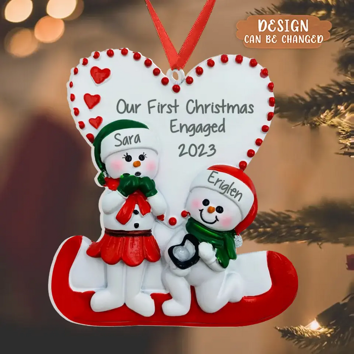 Custom Personalized Couple Acrylic Ornament - Gift Idea For Christmas/ Couple - Our First Christmas Engaged 2023