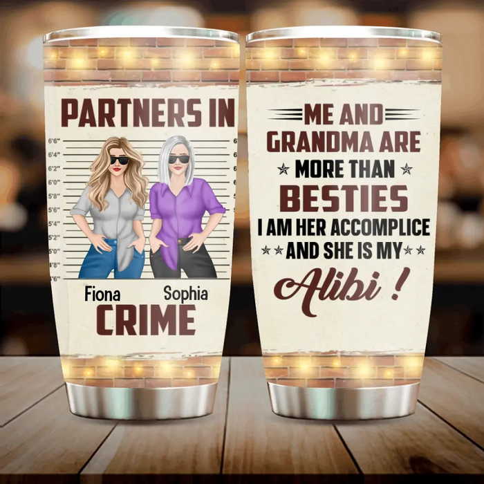 Custom Personalized Grandma Tumbler - Gift Idea For Grandma - Upto 2 Children - Me And Grandma Are More Than Besties