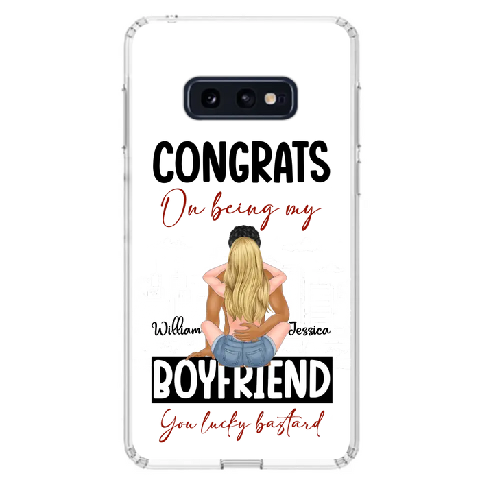 Custom Personalized Couple Phone Case - Gift Idea For Couple/Valentines Day - Congrats On Being My Boyfriend You Lucky Bastard - Case For iPhone/Samsung