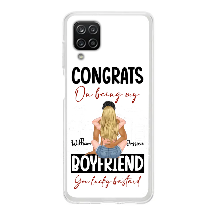 Custom Personalized Couple Phone Case - Gift Idea For Couple/Valentines Day - Congrats On Being My Boyfriend You Lucky Bastard - Case For iPhone/Samsung