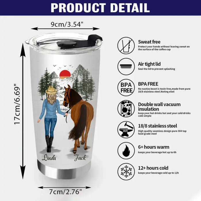 Custom Personalized Horse Girl Tumbler - Gift Idea For Horse Lovers - Up To 6 Horses - In A World Full Of Princesses Be A Cowgirl