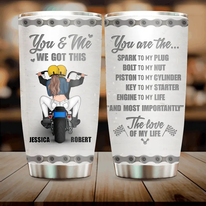 Personalized Couple Riding Tumbler - Gift Idea For Couple - You Are The Spark To My Plug