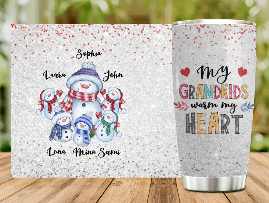 Custom Personalized Grandma Tumbler - Gift Idea For Christmas  - Upto 5 Grandkids - My Grandkids Warm My Heart