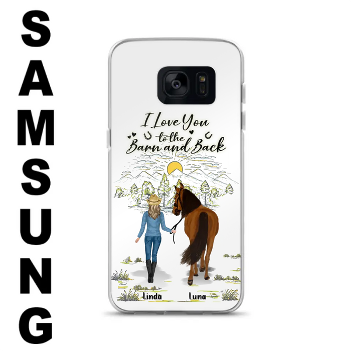 Custom Personalized Horse Girl Phone Case - Upto 6 Horses - Gift Idea for Horse Lovers - I Love You To The Barn & Back - Case for iPhone/Samsung