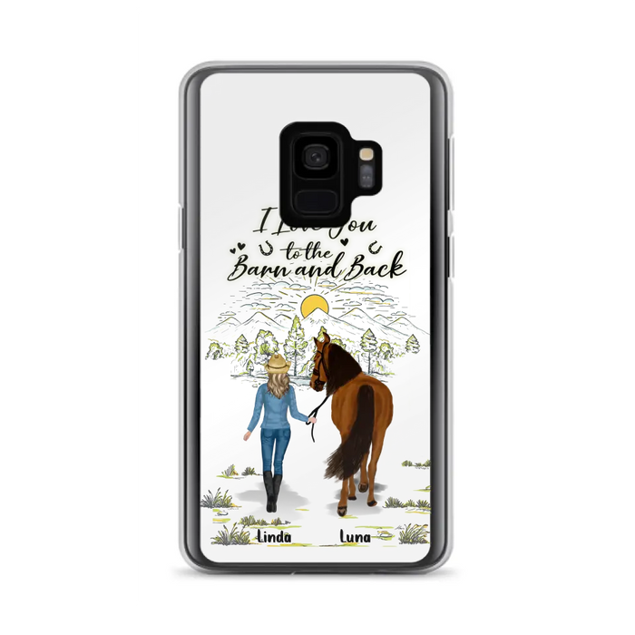 Custom Personalized Horse Girl Phone Case - Upto 6 Horses - Gift Idea for Horse Lovers - I Love You To The Barn & Back - Case for iPhone/Samsung