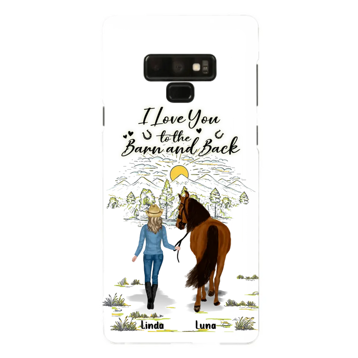 Custom Personalized Horse Girl Phone Case - Upto 6 Horses - Gift Idea for Horse Lovers - I Love You To The Barn & Back - Case for iPhone/Samsung