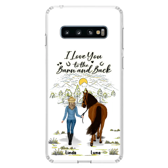 Custom Personalized Horse Girl Phone Case - Upto 6 Horses - Gift Idea for Horse Lovers - I Love You To The Barn & Back - Case for iPhone/Samsung