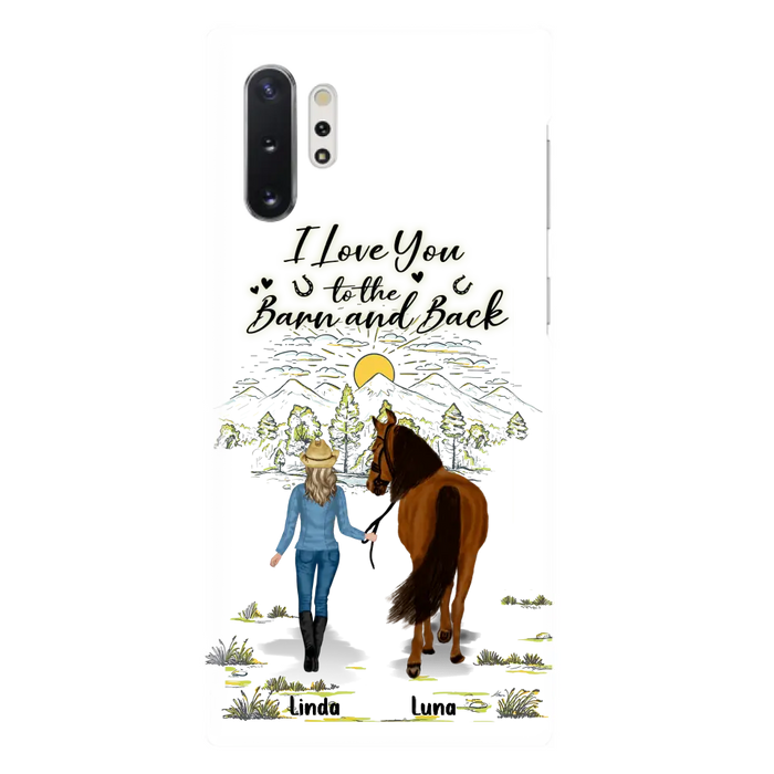 Custom Personalized Horse Girl Phone Case - Upto 6 Horses - Gift Idea for Horse Lovers - I Love You To The Barn & Back - Case for iPhone/Samsung