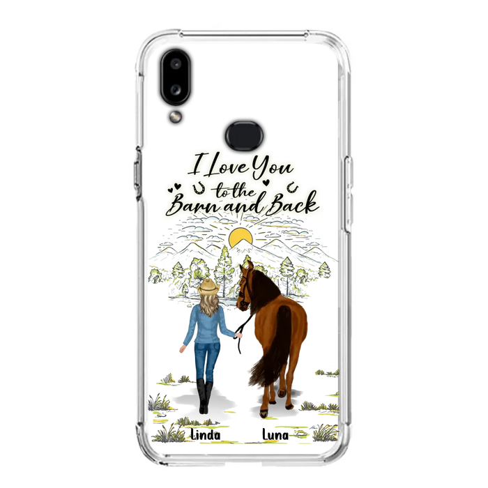 Custom Personalized Horse Girl Phone Case - Upto 6 Horses - Gift Idea for Horse Lovers - I Love You To The Barn & Back - Case for iPhone/Samsung