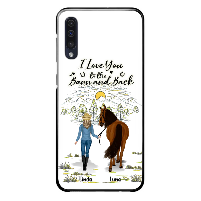 Custom Personalized Horse Girl Phone Case - Upto 6 Horses - Gift Idea for Horse Lovers - I Love You To The Barn & Back - Case for iPhone/Samsung