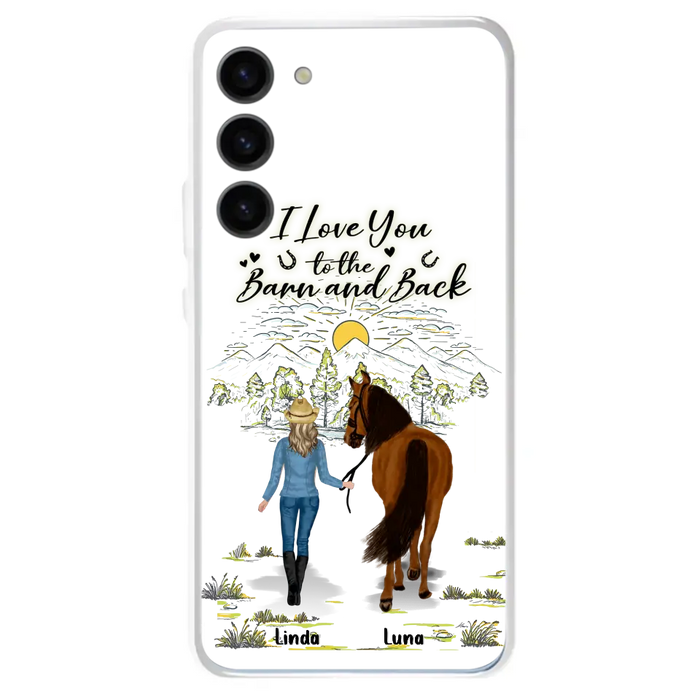 Custom Personalized Horse Girl Phone Case - Upto 6 Horses - Gift Idea for Horse Lovers - I Love You To The Barn & Back - Case for iPhone/Samsung