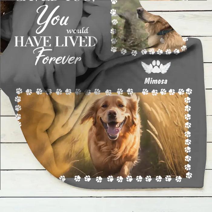 Custom Personalized Dog Photo Single Layer Fleece/Quilt Blanket - Upto 3 Dogs and 7 Photos - Memorial Gift Idea for Dog Owners - If Love Could Have Saved You