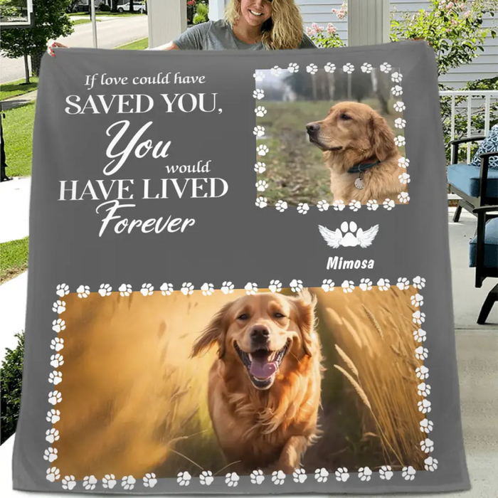 Custom Personalized Dog Photo Single Layer Fleece/Quilt Blanket - Upto 3 Dogs and 7 Photos - Memorial Gift Idea for Dog Owners - If Love Could Have Saved You