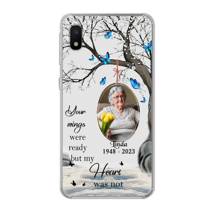 Custom Personalized Memorial Photo Phone Case - Upload Photo - Memorial Gift Idea For Family Member - Your Wings Were Ready But My Heart Was Not - Case For iPhone/Samsung