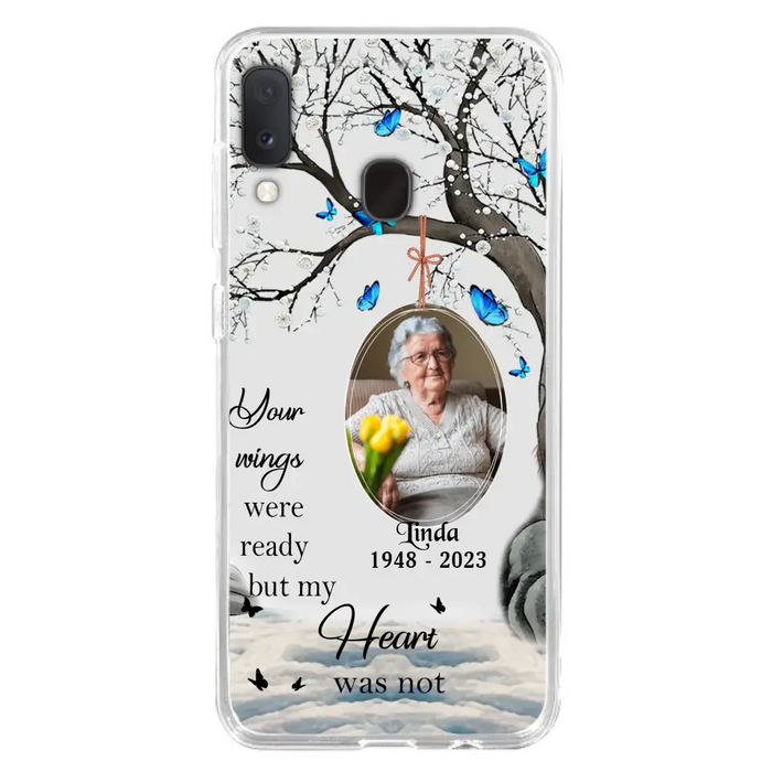 Custom Personalized Memorial Photo Phone Case - Upload Photo - Memorial Gift Idea For Family Member - Your Wings Were Ready But My Heart Was Not - Case For iPhone/Samsung