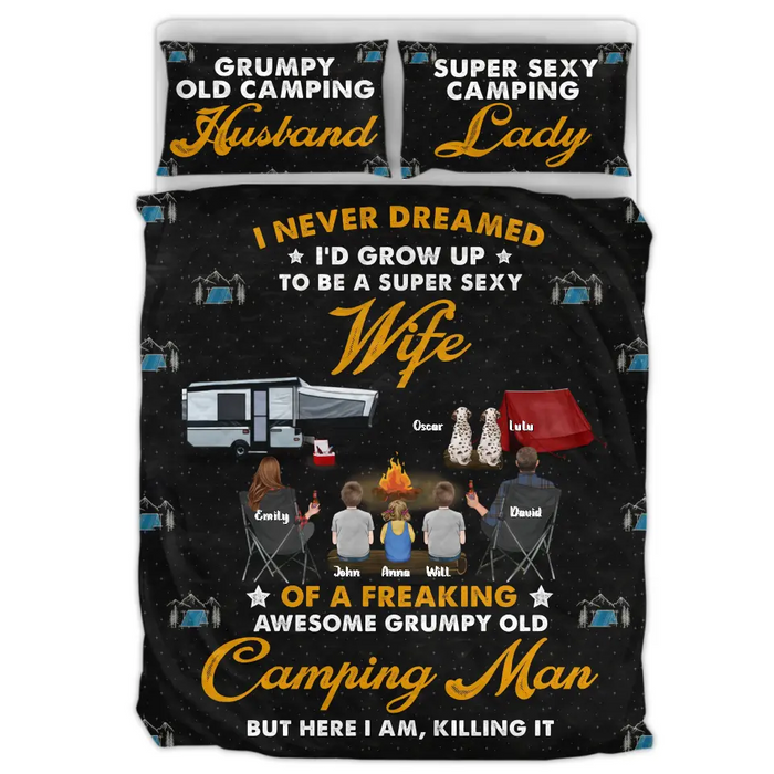 Personalized Camping Quilt Bed Sets - Gift Idea For Couple, Camping Lovers, Family - Upto 2 Kids, 3 Pets   - I Never Dreamed I'd Grow Up To Be A Super Sexy Wife
