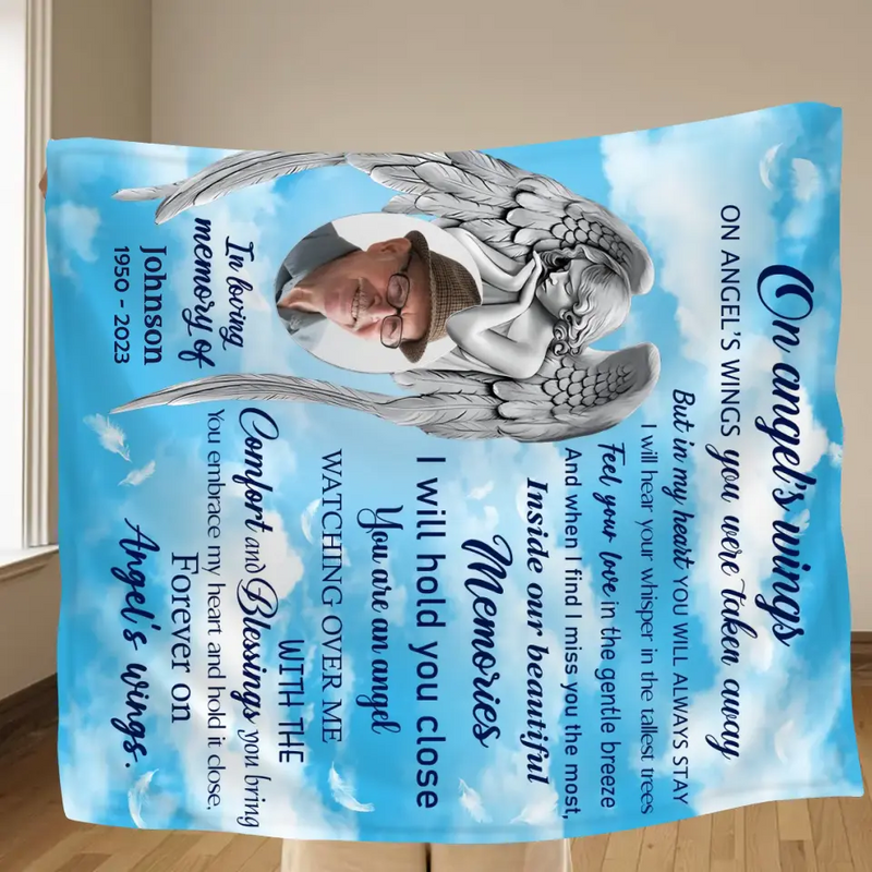 Personalized Memorial Fleece Throw Blanket/Quilt - Upload Photo - Memorial Gift Idea For Family Member - In My Heart You Will Always Stay