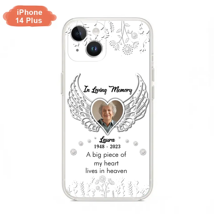 Custom Personalized Memorial Phone Case - Upload Photo - Memorial Gift Idea For Family Member - A Big Piece Of My Heart Lives In Heaven - Case For iPhone/Samsung