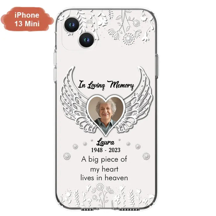 Custom Personalized Memorial Phone Case - Upload Photo - Memorial Gift Idea For Family Member - A Big Piece Of My Heart Lives In Heaven - Case For iPhone/Samsung