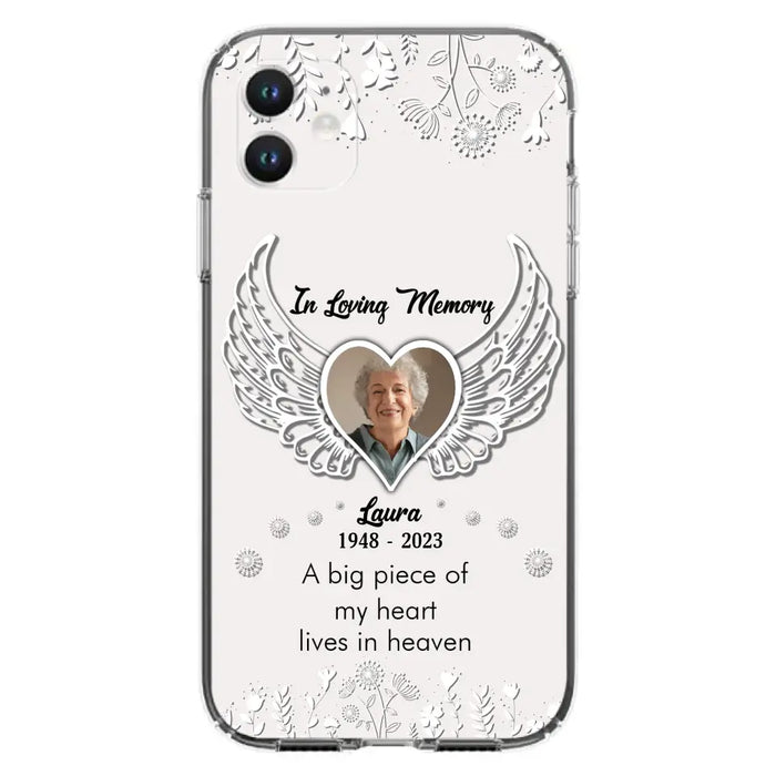 Custom Personalized Memorial Phone Case - Upload Photo - Memorial Gift Idea For Family Member - A Big Piece Of My Heart Lives In Heaven - Case For iPhone/Samsung