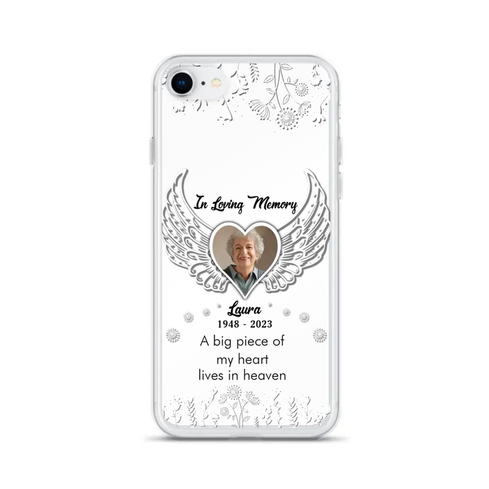 Custom Personalized Memorial Phone Case - Upload Photo - Memorial Gift Idea For Family Member - A Big Piece Of My Heart Lives In Heaven - Case For iPhone/Samsung