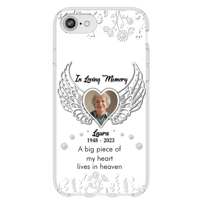 Custom Personalized Memorial Phone Case - Upload Photo - Memorial Gift Idea For Family Member - A Big Piece Of My Heart Lives In Heaven - Case For iPhone/Samsung