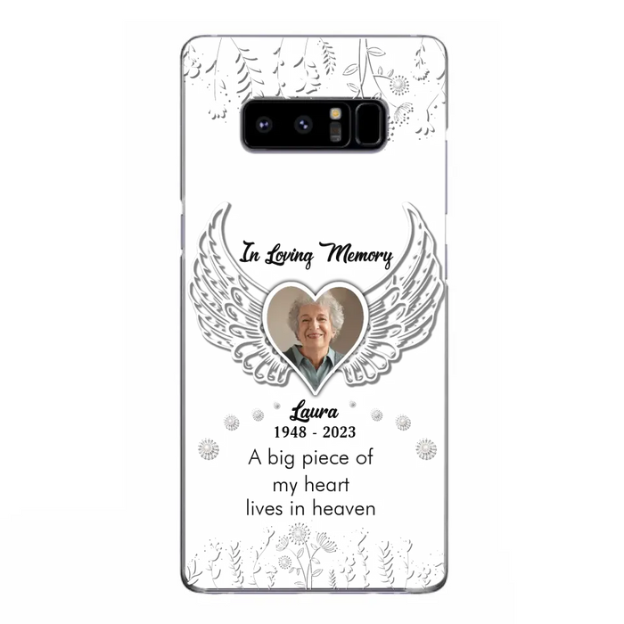 Custom Personalized Memorial Phone Case - Upload Photo - Memorial Gift Idea For Family Member - A Big Piece Of My Heart Lives In Heaven - Case For iPhone/Samsung