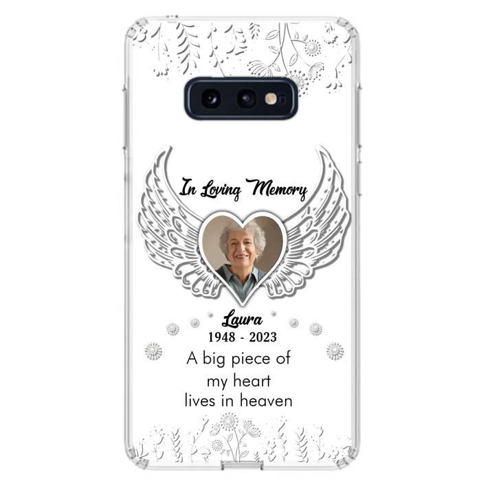 Custom Personalized Memorial Phone Case - Upload Photo - Memorial Gift Idea For Family Member - A Big Piece Of My Heart Lives In Heaven - Case For iPhone/Samsung