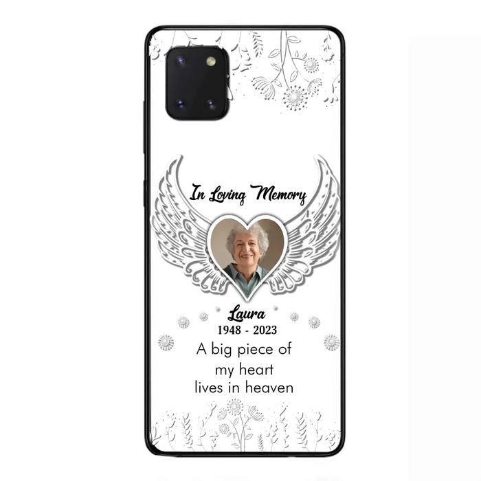 Custom Personalized Memorial Phone Case - Upload Photo - Memorial Gift Idea For Family Member - A Big Piece Of My Heart Lives In Heaven - Case For iPhone/Samsung