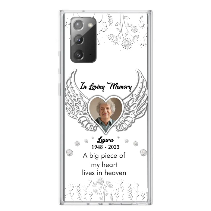 Custom Personalized Memorial Phone Case - Upload Photo - Memorial Gift Idea For Family Member - A Big Piece Of My Heart Lives In Heaven - Case For iPhone/Samsung