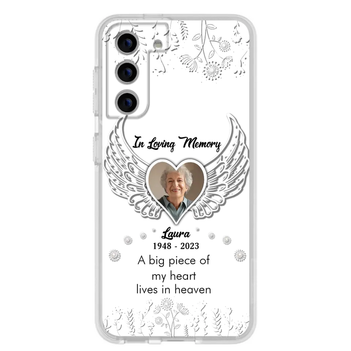 Custom Personalized Memorial Phone Case - Upload Photo - Memorial Gift Idea For Family Member - A Big Piece Of My Heart Lives In Heaven - Case For iPhone/Samsung