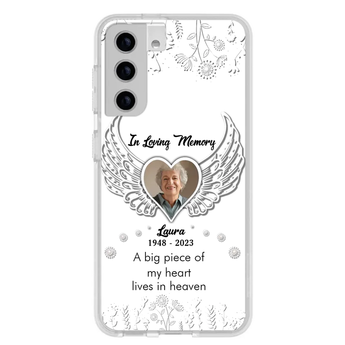 Custom Personalized Memorial Phone Case - Upload Photo - Memorial Gift Idea For Family Member - A Big Piece Of My Heart Lives In Heaven - Case For iPhone/Samsung