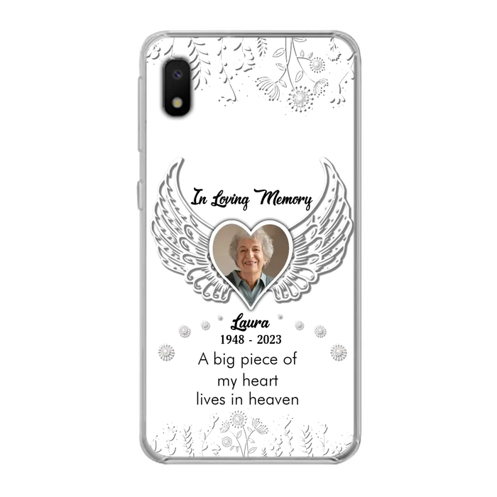 Custom Personalized Memorial Phone Case - Upload Photo - Memorial Gift Idea For Family Member - A Big Piece Of My Heart Lives In Heaven - Case For iPhone/Samsung