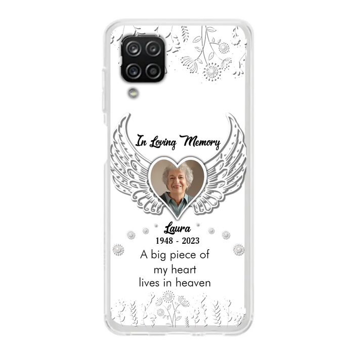 Custom Personalized Memorial Phone Case - Upload Photo - Memorial Gift Idea For Family Member - A Big Piece Of My Heart Lives In Heaven - Case For iPhone/Samsung