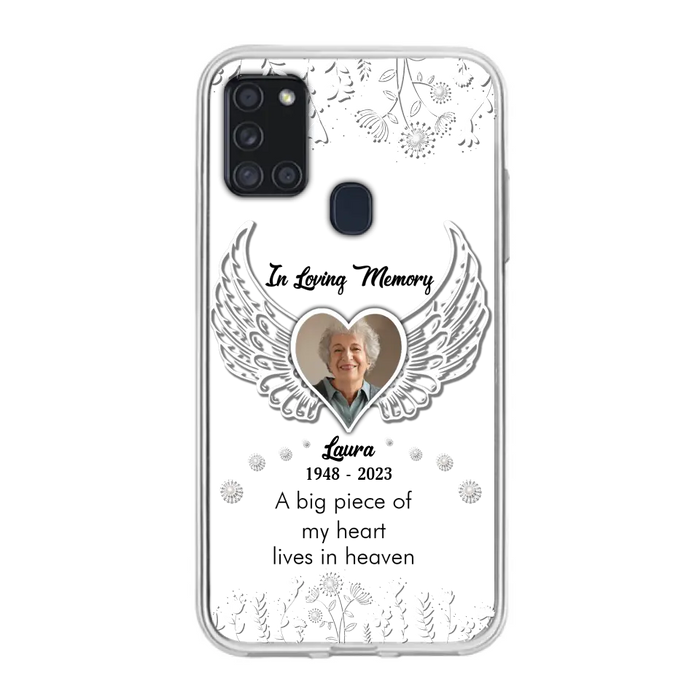 Custom Personalized Memorial Phone Case - Upload Photo - Memorial Gift Idea For Family Member - A Big Piece Of My Heart Lives In Heaven - Case For iPhone/Samsung