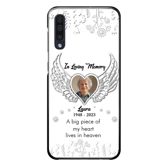 Custom Personalized Memorial Phone Case - Upload Photo - Memorial Gift Idea For Family Member - A Big Piece Of My Heart Lives In Heaven - Case For iPhone/Samsung