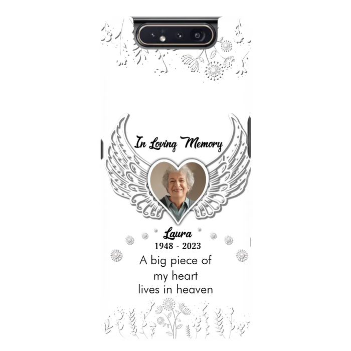 Custom Personalized Memorial Phone Case - Upload Photo - Memorial Gift Idea For Family Member - A Big Piece Of My Heart Lives In Heaven - Case For iPhone/Samsung