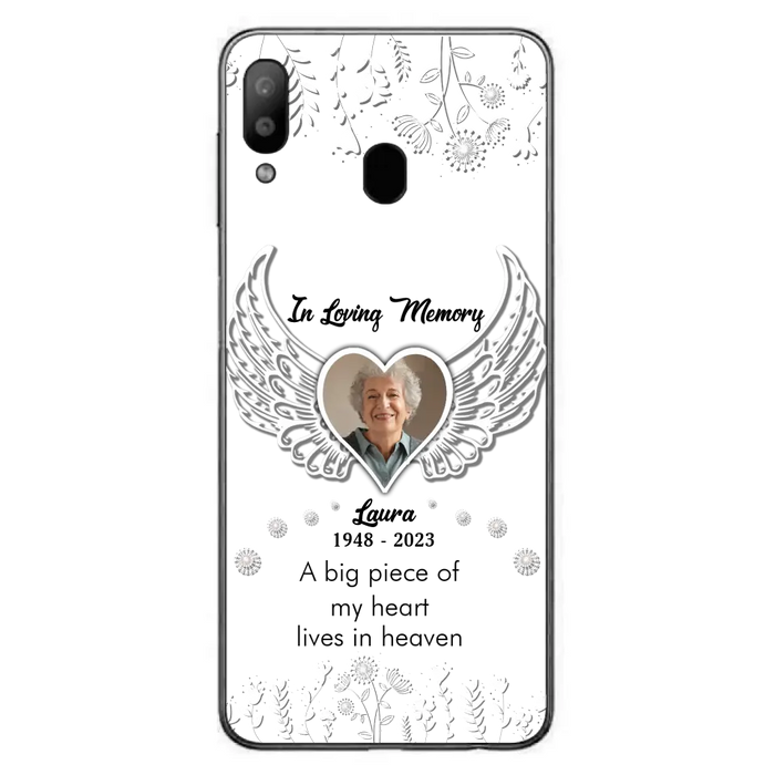 Custom Personalized Memorial Phone Case - Upload Photo - Memorial Gift Idea For Family Member - A Big Piece Of My Heart Lives In Heaven - Case For iPhone/Samsung