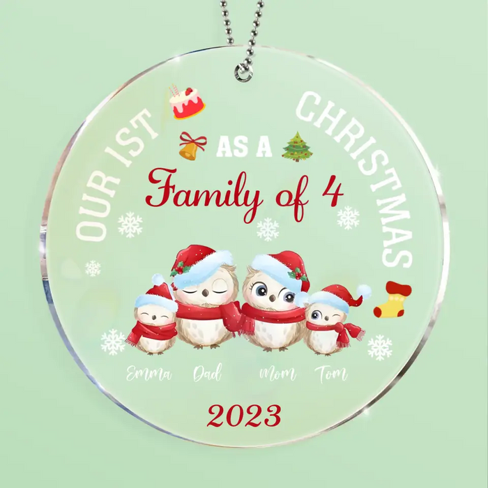 Custom Personalized Family Circle Acrylic Ornament - Christmas Gift Idea For Couple/Family - Our 1st Christmas As A Family Of 3