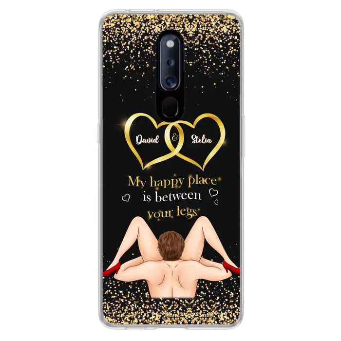 Custom Personalized Couple Phone Case - Gift Idea For Couple/Valentines Day - My Happy Place Is Between Your Legs - Case For Oppo/Xiaomi/Huawei