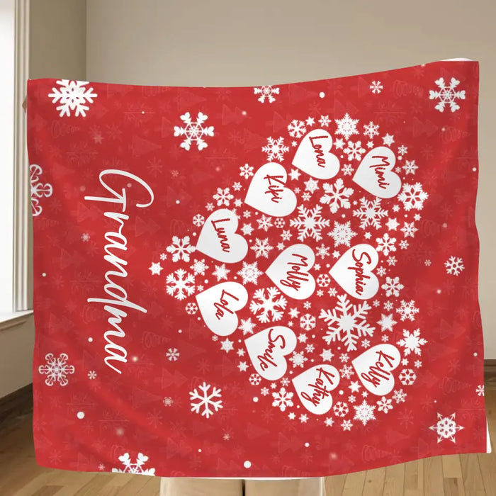 Custom Personalized Grandma Quilt/Single Layer Fleece Blanket - Gift Idea For Grandma/Christmas - Upto 10 Kids -  Grandma