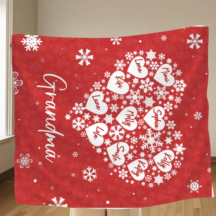 Personalized Grandma Quilt/Fleece Throw Blanket - Gift Idea For Grandma/Christmas - Up to 10 Kids -  Grandma