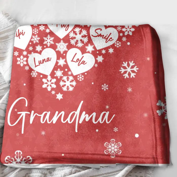 Custom Personalized Grandma Quilt/Single Layer Fleece Blanket - Gift Idea For Grandma/Christmas - Upto 10 Kids -  Grandma