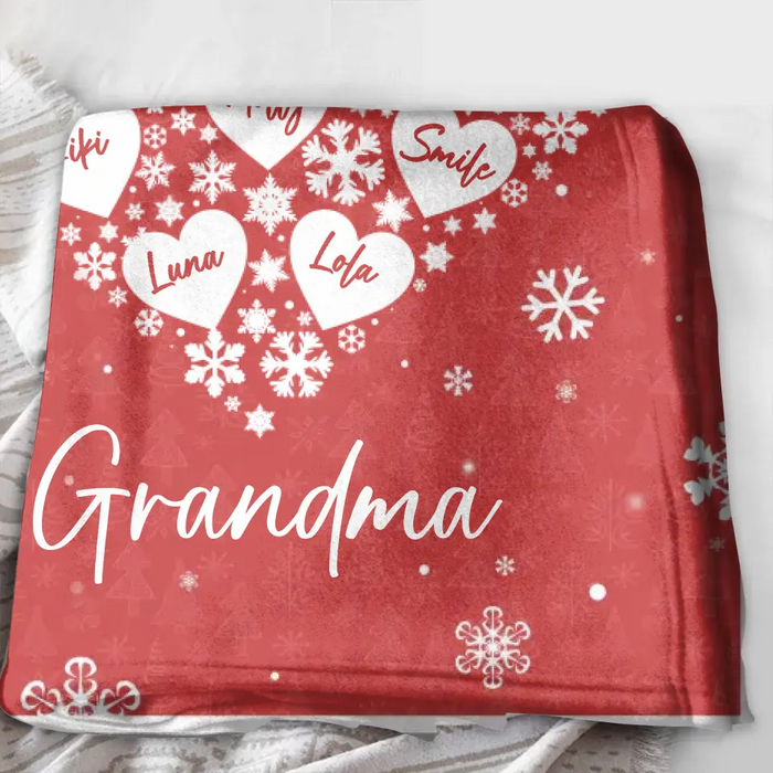 Personalized Grandma Quilt/Fleece Throw Blanket - Gift Idea For Grandma/Christmas - Up to 10 Kids -  Grandma
