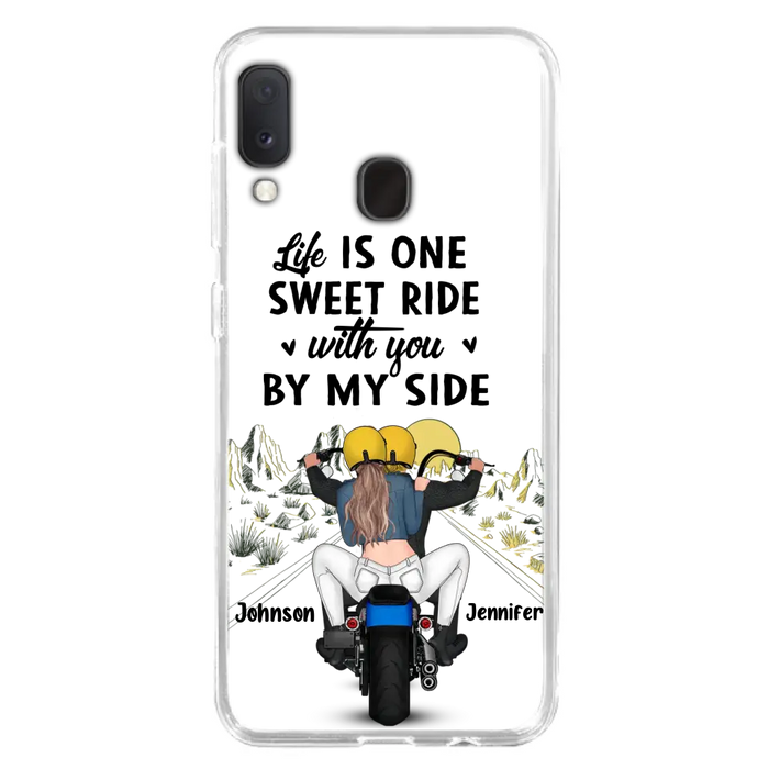 Personalized Couple Biker Phone Case - Gift Idea For Him/Gift To Husband From Wife - Life Is One Sweet Ride With You By My Side - Case For iPhone/Samsung