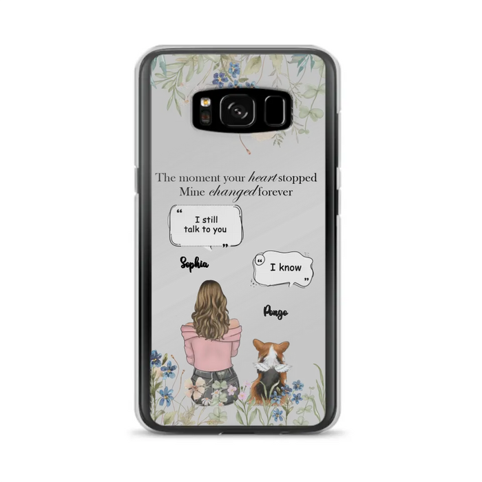 Personalized Memorial Dog Mom Phone Case - Upto 4 Dogs - Gift Idea for Dog Lovers/Owners - The Moment Your Heart Stopped Mine Changed Forever - Case For iPhone/Samsung